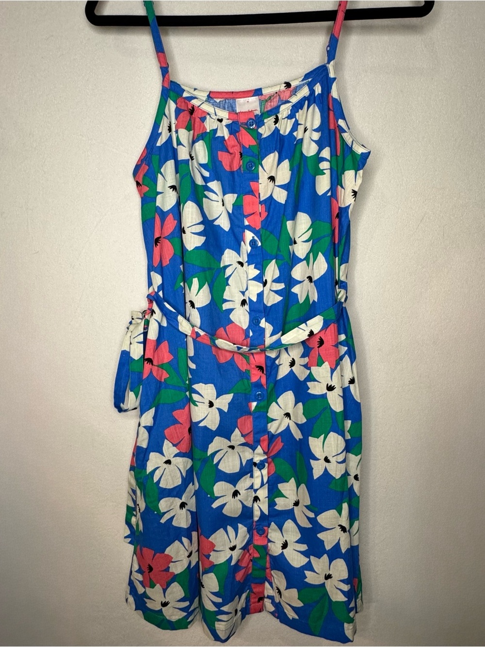 Hanna Andersson Blue Tropical Floral Button Front Dress Medium
